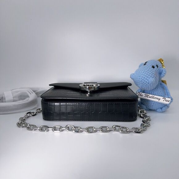 Michael Kors Carmen Carmen Md Convertible Shoulder Bag Black Crocodile Leather - Picture 3 of 12